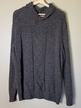 Kuna Men's Shawl Collar Cable Knit Baby Alpaca Sweater Charcoal Gray Size Small